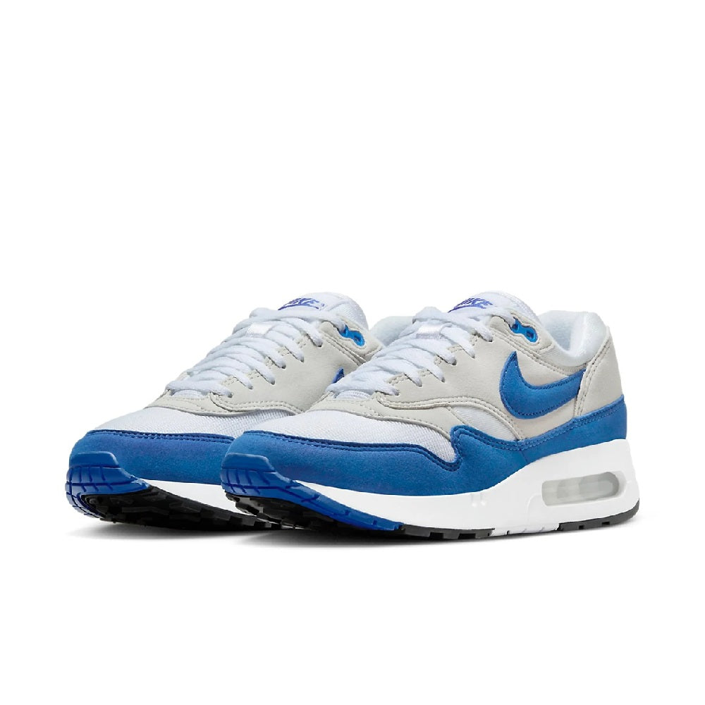 Women's Nike Air Max 86 OG sneakers, angled side-by-side view with blue accents