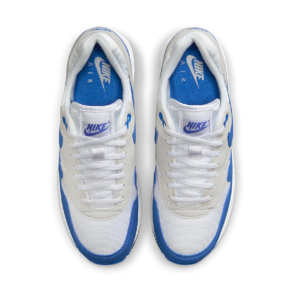 Women's Nike Air Max 86 OG sneakers, top view of laces and blue-lined collar