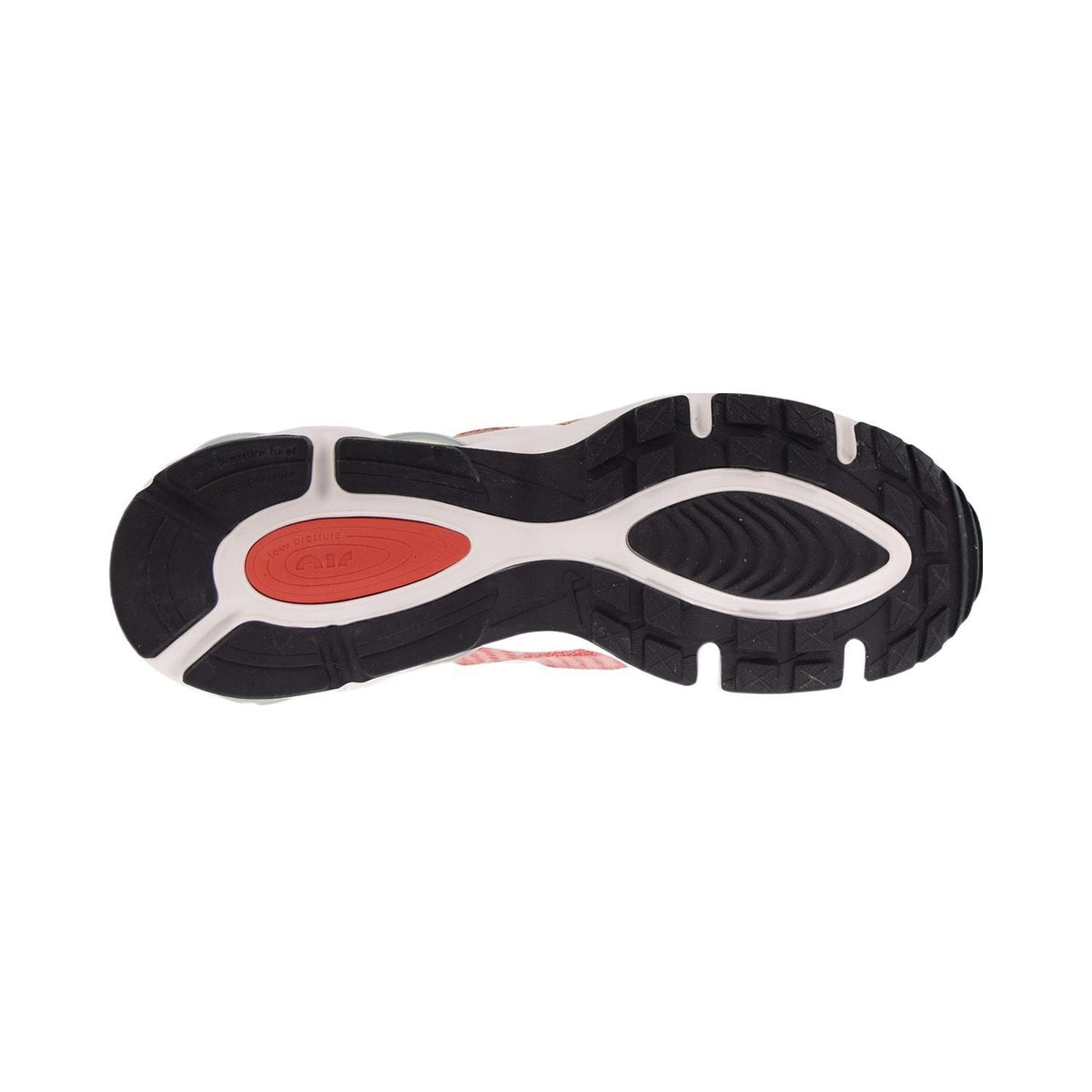 Men's Nike Air Max TW sneaker, outsole view with black tread and red logo insert
