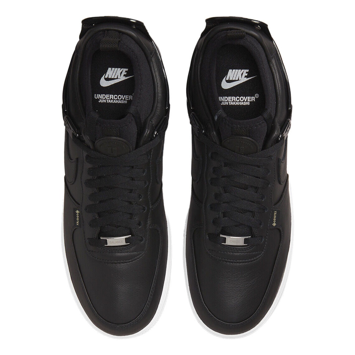 Men's Nike Air Force 1 Low SP sneakers, black tongue and lace panel with Nike logos