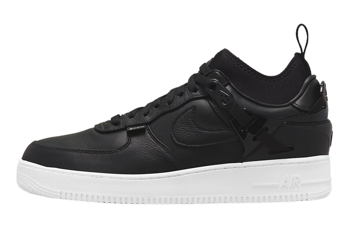 Men's Nike Air Force 1 Low SP sneakers, black leather upper with white rubber sole