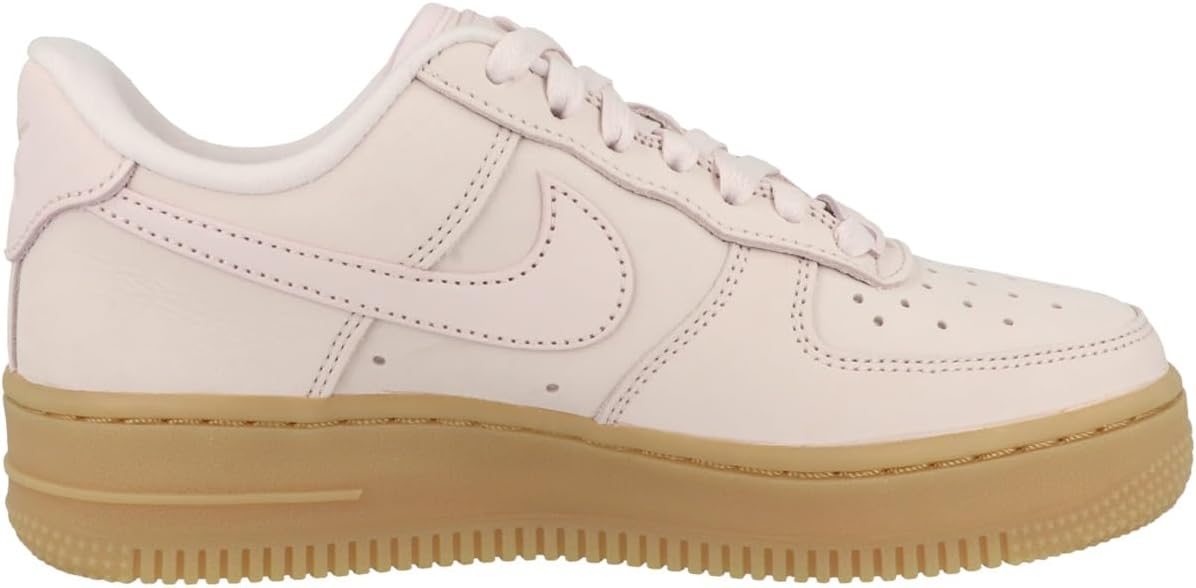 Nike Air Force 1 PRM low-top sneakers, pearl pink leather with gum sole and swoosh