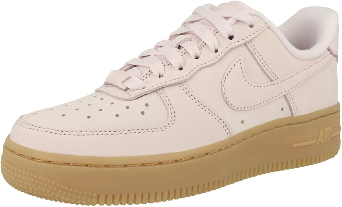 Nike Air Force 1 PRM low-top sneakers, pearl pink upper with gum outsole, lace-up