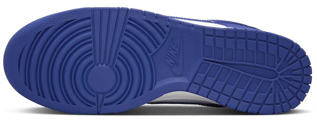 Nike Dunk Low retro sneakers, blue rubber outsole with tread pattern