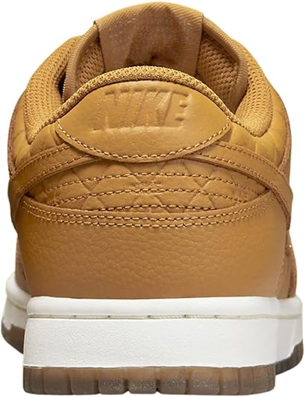 Women's Nike Dunk Low wheat leather sneakers, padded collar and heel tab