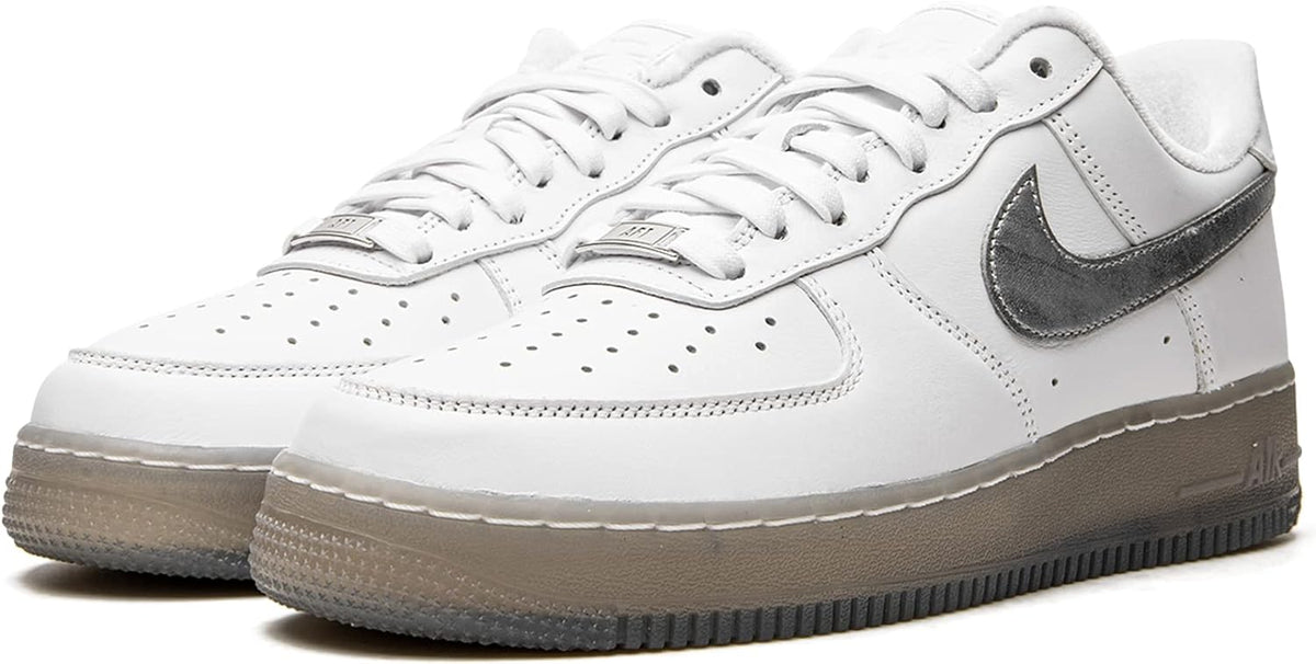 Men's Nike Air Force 1 PRM sneakers, white with dark gray Swoosh and lace-up front