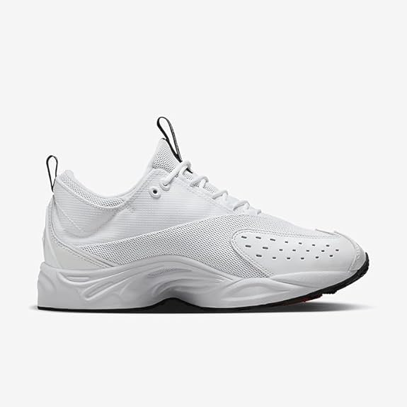 Men's Nike low-top running shoes in white, lace-up with layered side panel and swoosh