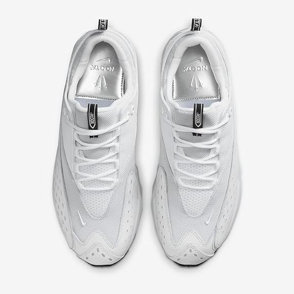 Pair of white Nike lace-up sneakers, padded tongue and mesh toe with laces