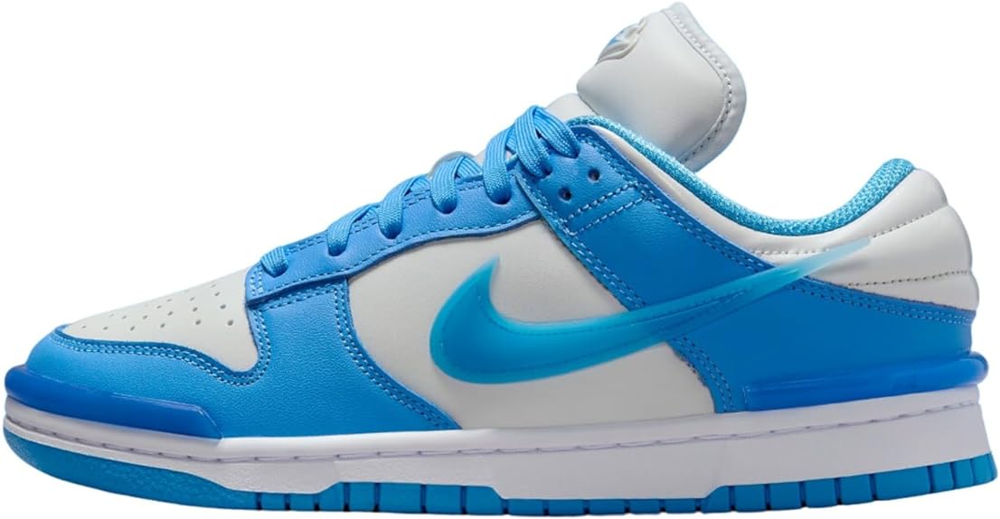 Nike Dunk Low sneaker in blue and white with lace-up front