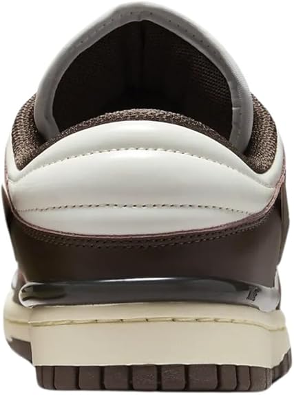 Nike Dunk Low Twist sneakers heel view, padded collar and white panel with brown trim