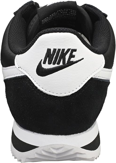 Women's Nike Cortez heel sneakers with black collar, white NIKE logo patch, and tread