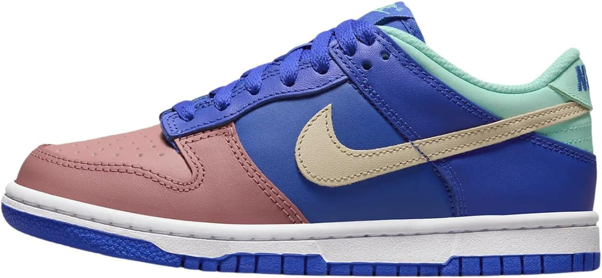 Big kids' Nike Dunk Low SE low-top sneakers, blue panels with pink toe