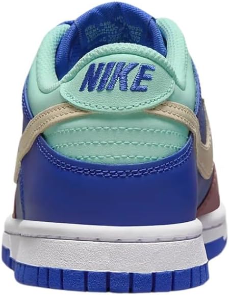 Big kids' Nike Dunk Low SE sneakers, heel view with mint lining and NIKE logo