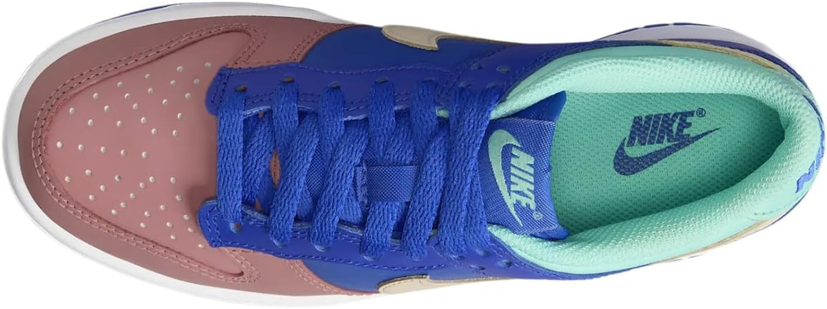Big kids' Nike Dunk Low SE sneakers, side view with mint insole and blue laces