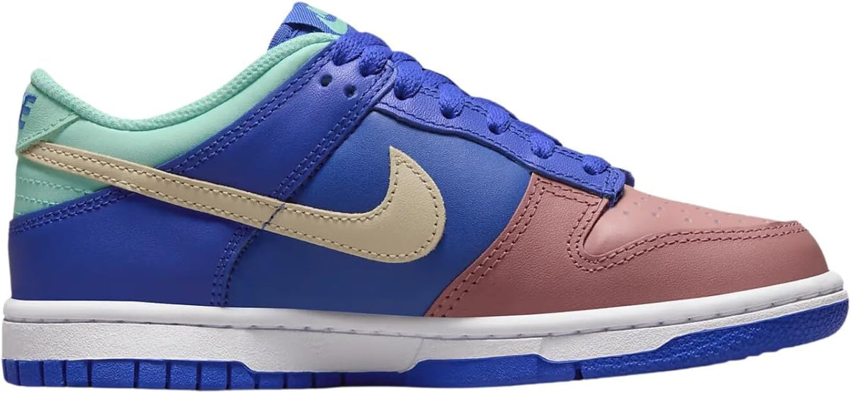 Big kids' Nike Dunk Low SE low-top sneakers, blue body with light mint collar