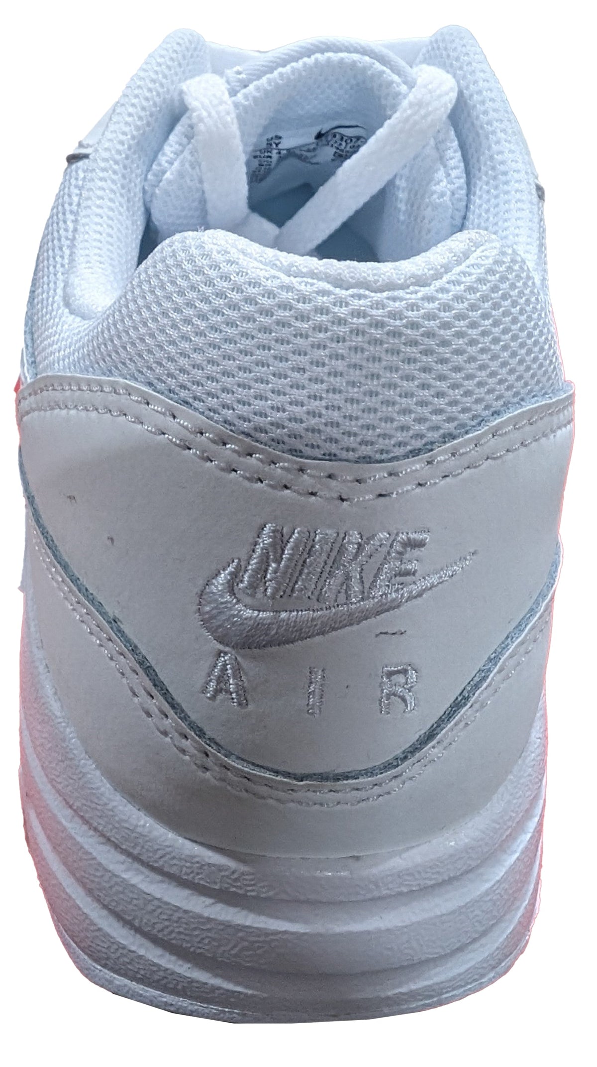 Kids' Nike Air Max 1 sneakers in white, heel logo detail with lace-up upper