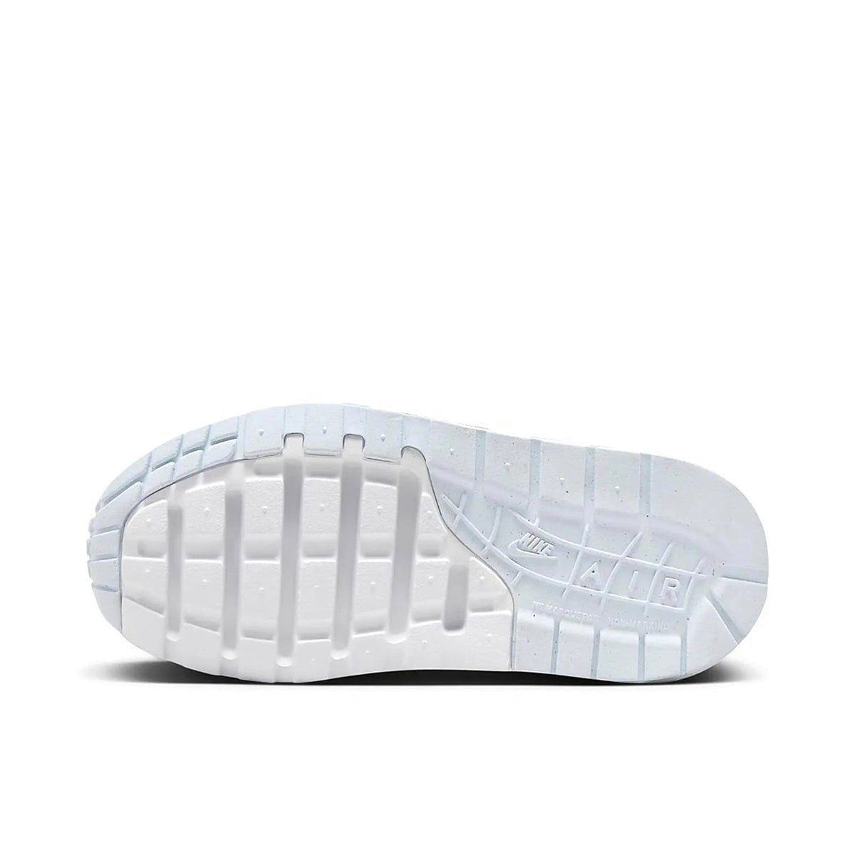 Kids Nike Air Max 1 EasyOn outsole, light blue and white rubber tread