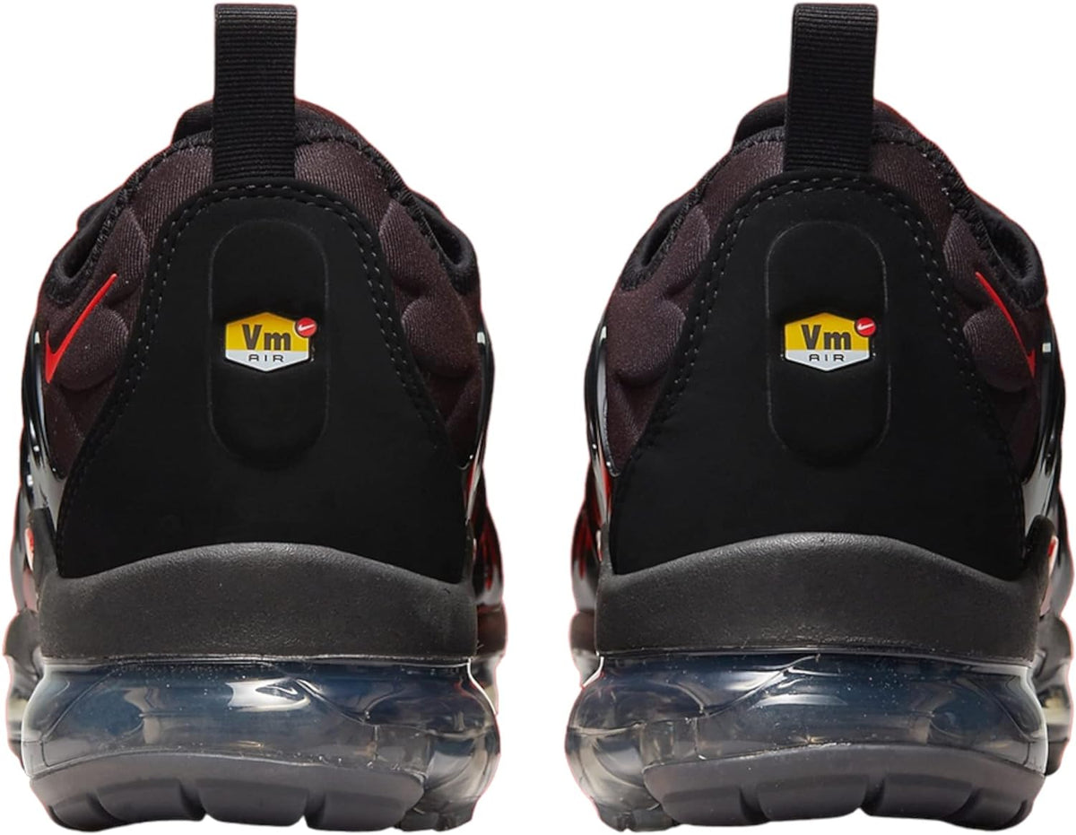 Men's Nike Air Vapormax Plus sneakers, rear view with black heel counter and pull tabs