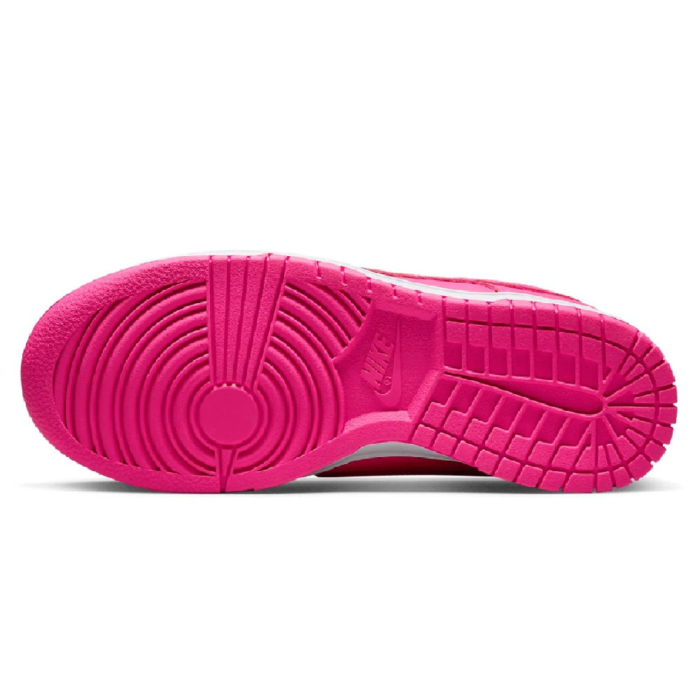 Nike Dunk Low outsole, bright pink rubber tread with circular grip pattern