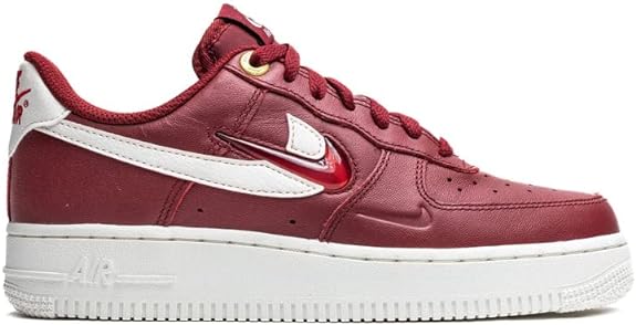 Women's Nike Air Force 1 PRM low-top sneakers, burgundy leather with white swoosh