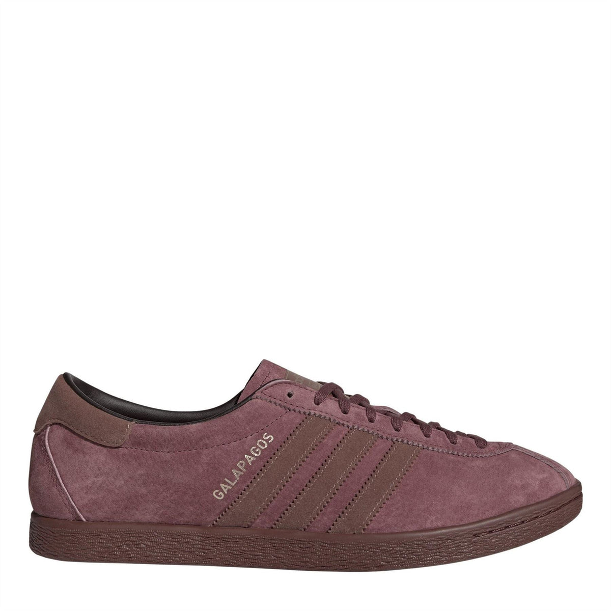 adidas suede low-top sneakers, burgundy with three side stripes and lace-up closure