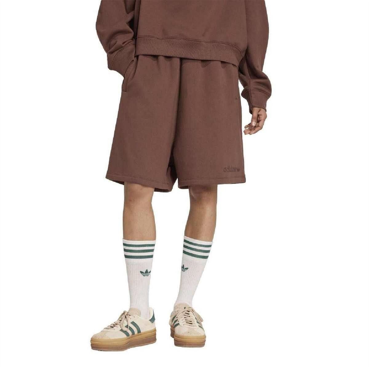 Auburn oversized shorts with elasticated waistband and adidas logo on leg