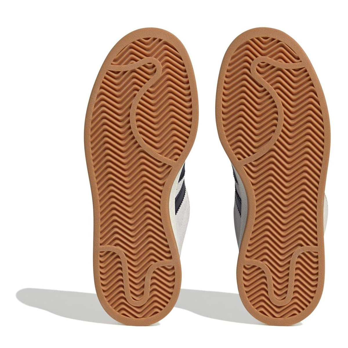 adidas Campus trainers outsole view with tan rubber tread and sidewall