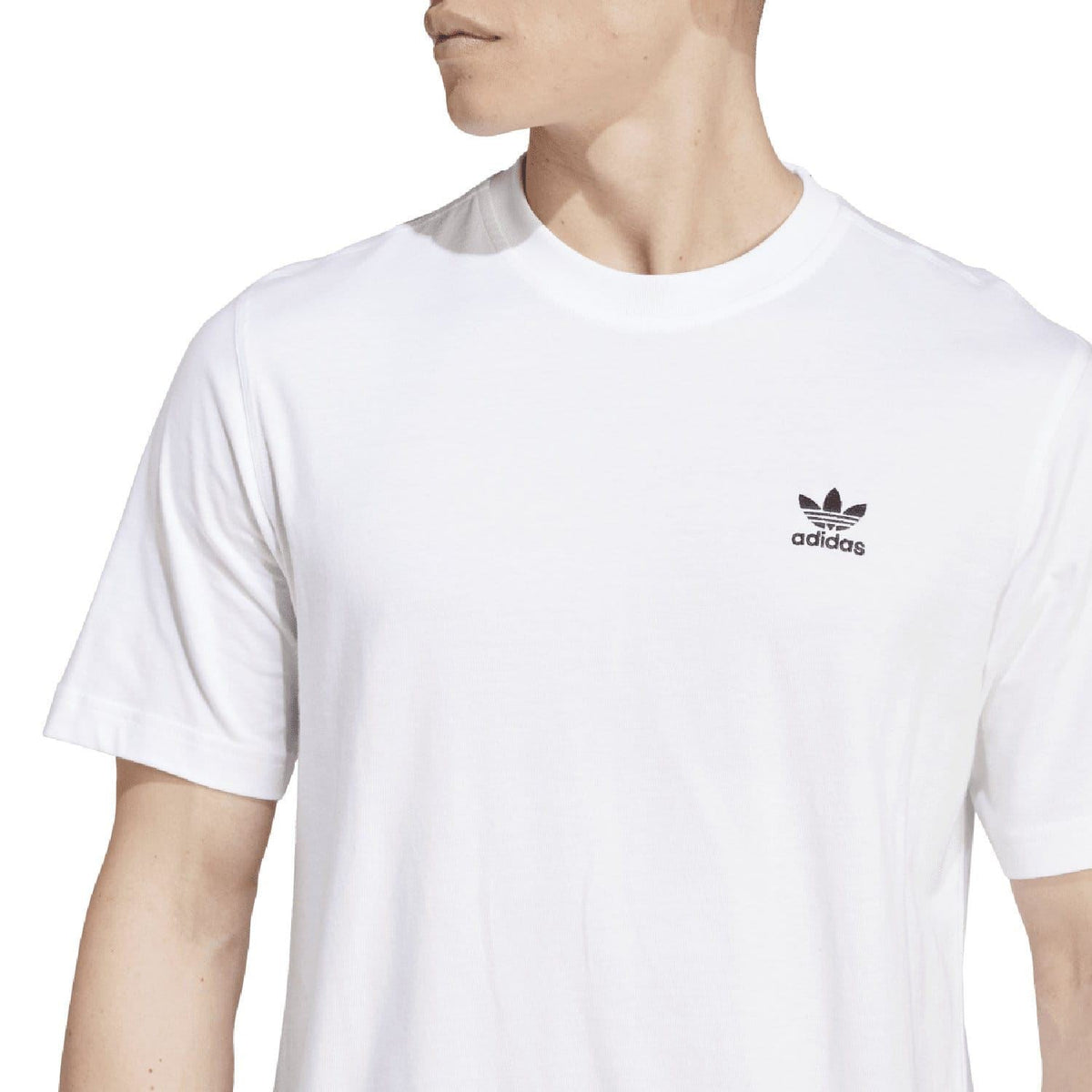 White adidas Originals crew-neck T-shirt with small trefoil logo on chest
