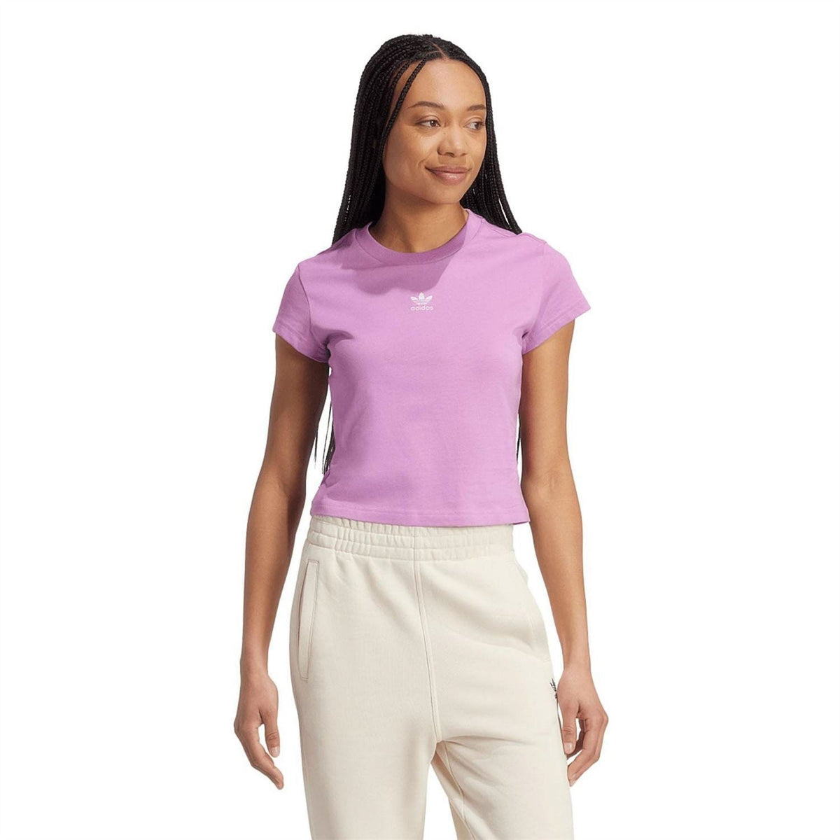 Purple slim-fit T-shirt with adidas trefoil logo on chest