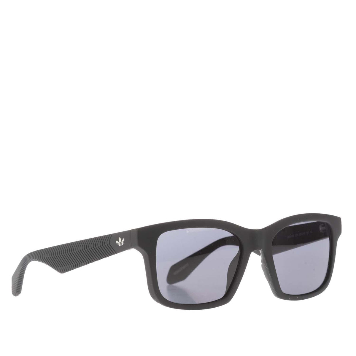 Black adidas OR0105 sunglasses with square frames and light purple lenses