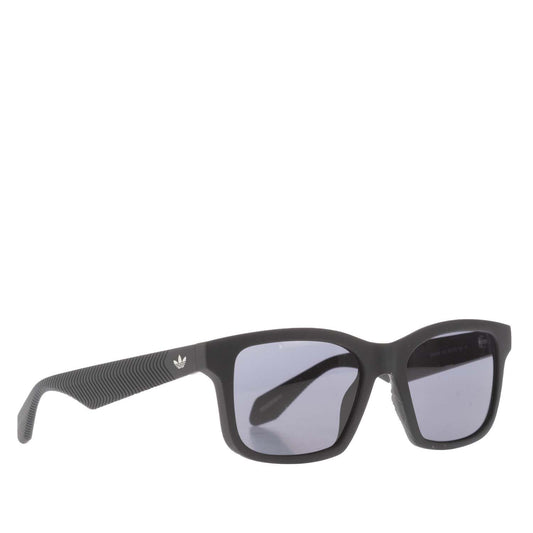 Black adidas OR0105 sunglasses with square frames and light purple lenses