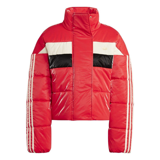 adidas Originals high-neck bomber coat featuring a sleek design, dark color, and stylish collar, perfect for casual wear.