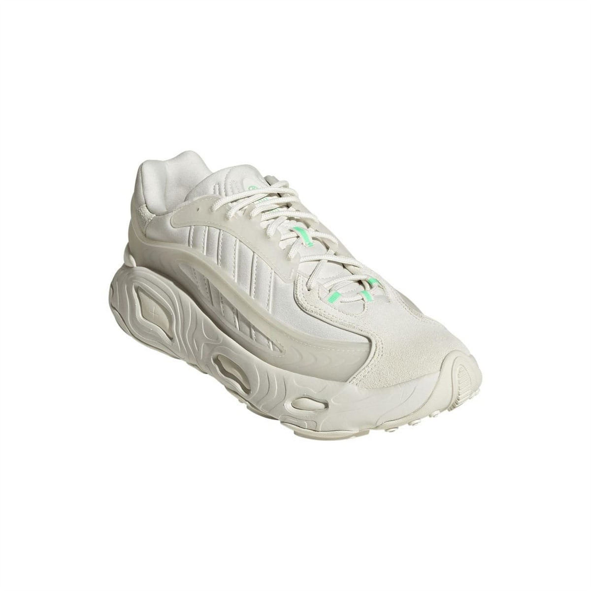 Off-white low-top lace-up trainers with chunky sculpted sole and side stripe overlays