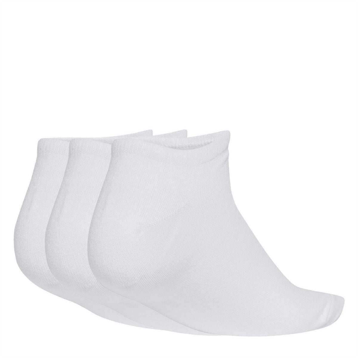 Three-pack adidas Originals liner ankle socks in white, ribbed cuffs, logo not visible