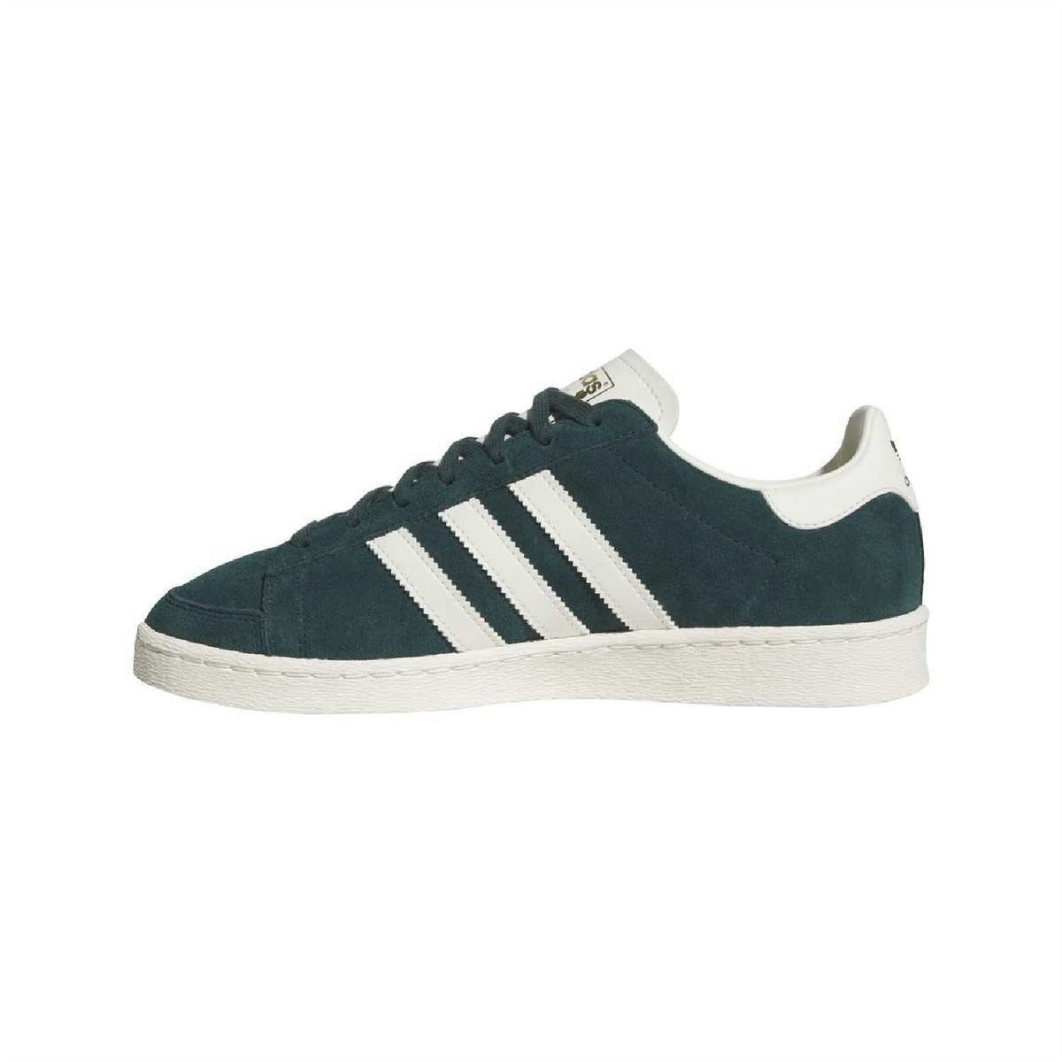adidas Originals Jabbar low top sneakers, dark teal suede with white stripes and white rubber midsole