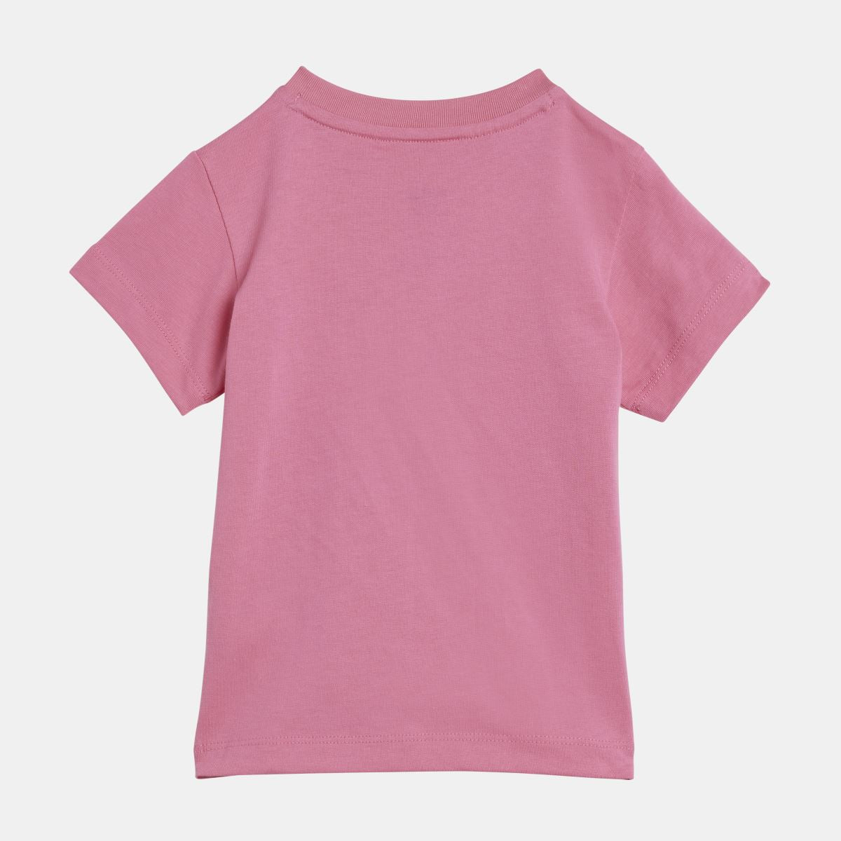 Infants pink short-sleeve T-shirt with crew neck and smooth front