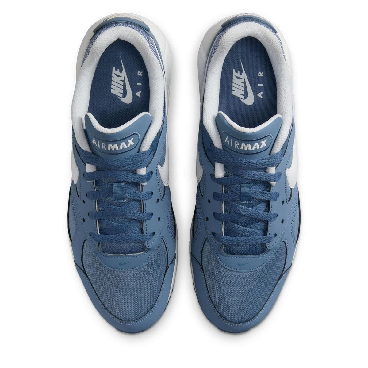 Blue Nike Air Max Ivo trainers, front view with blue laces and Air Max logo