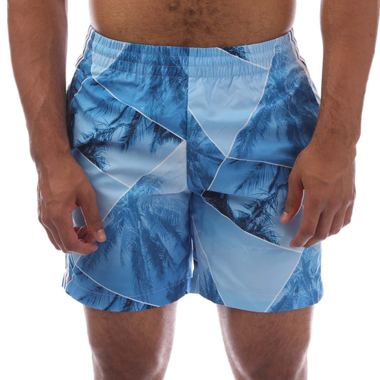 adidas Originals Palm swim shorts featuring a vibrant palm print, lightweight fabric, and comfortable fit for beach or pool wear