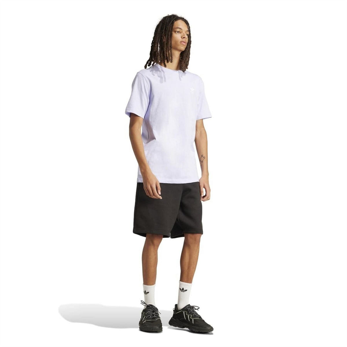 Black adidas Originals Essentials T-Shirt, casual short-sleeve tee with logo on front, made of soft cotton material.