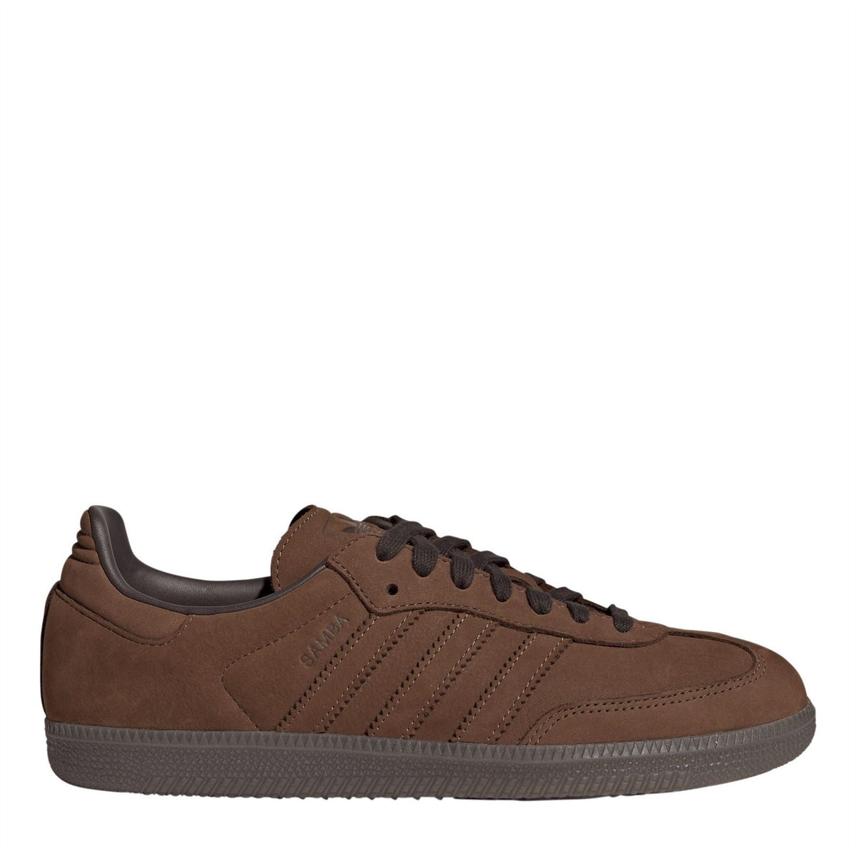 adidas Originals Samba OG trainers in brown suede with three-stripe detailing and dark laces