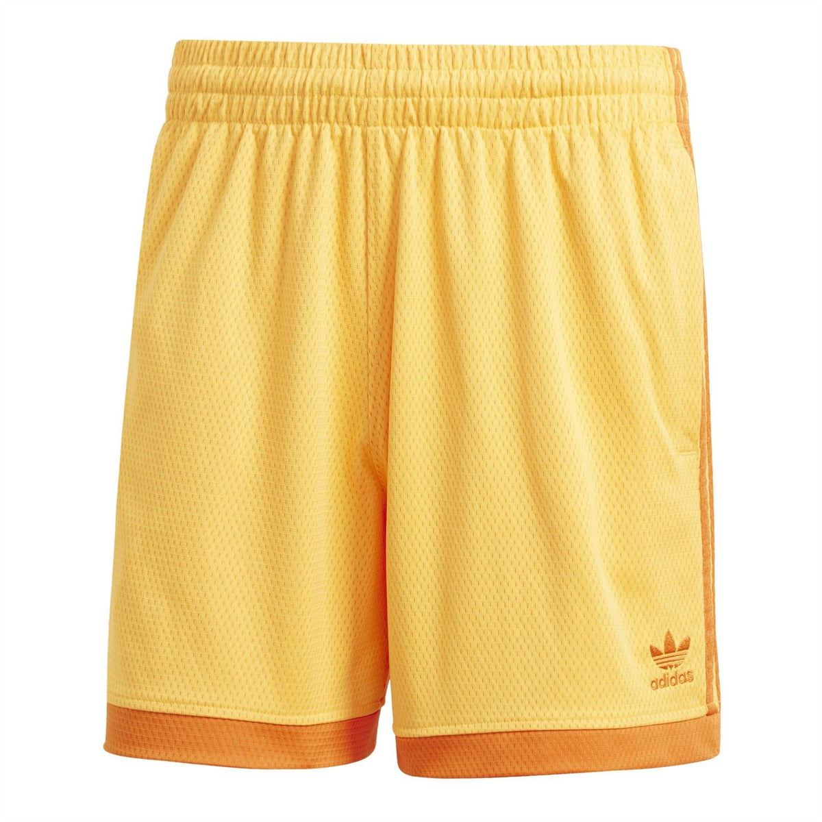 adidas Originals shorts in yellow with orange side panels and trefoil logo