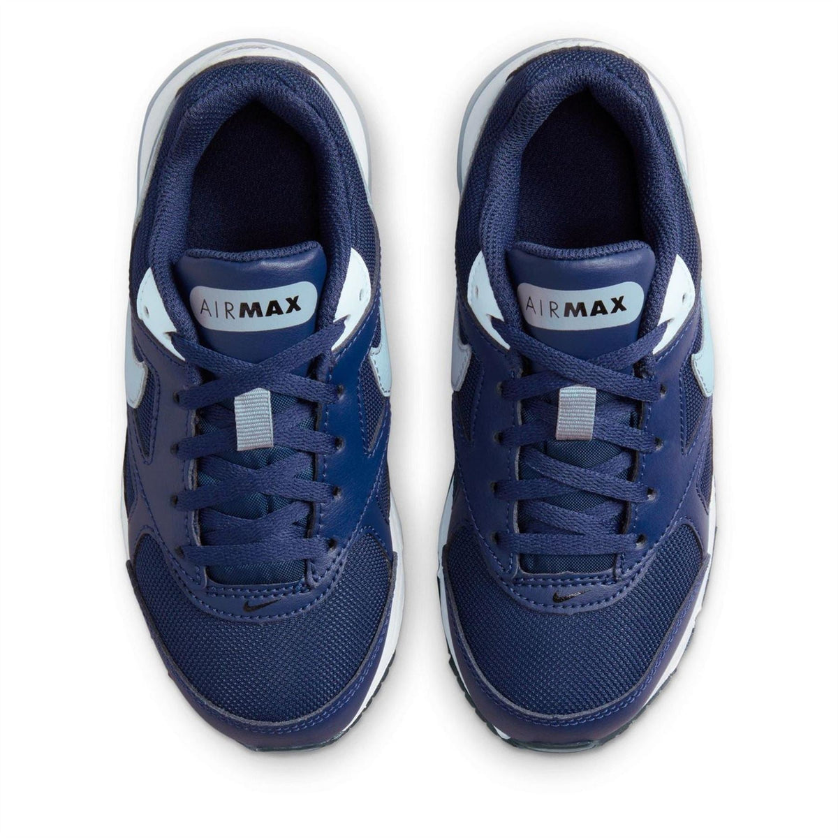 Navy and white Air Max trainers with lace-up front and AIRMAX badge