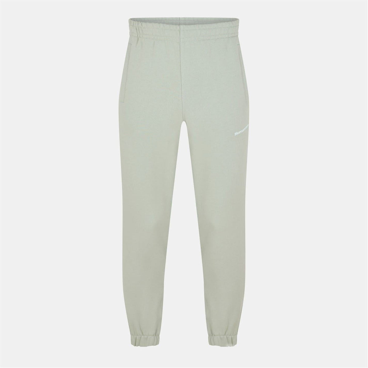Light green slim joggers with elastic waistband, tapered cuffs, adidas side logo