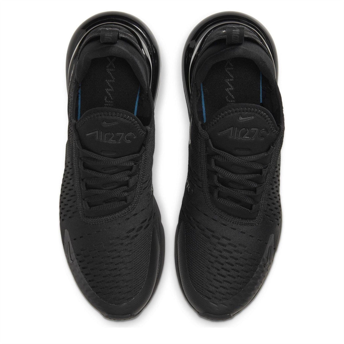 Men's Nike Air Max 270 trainers, black side and lacing detail