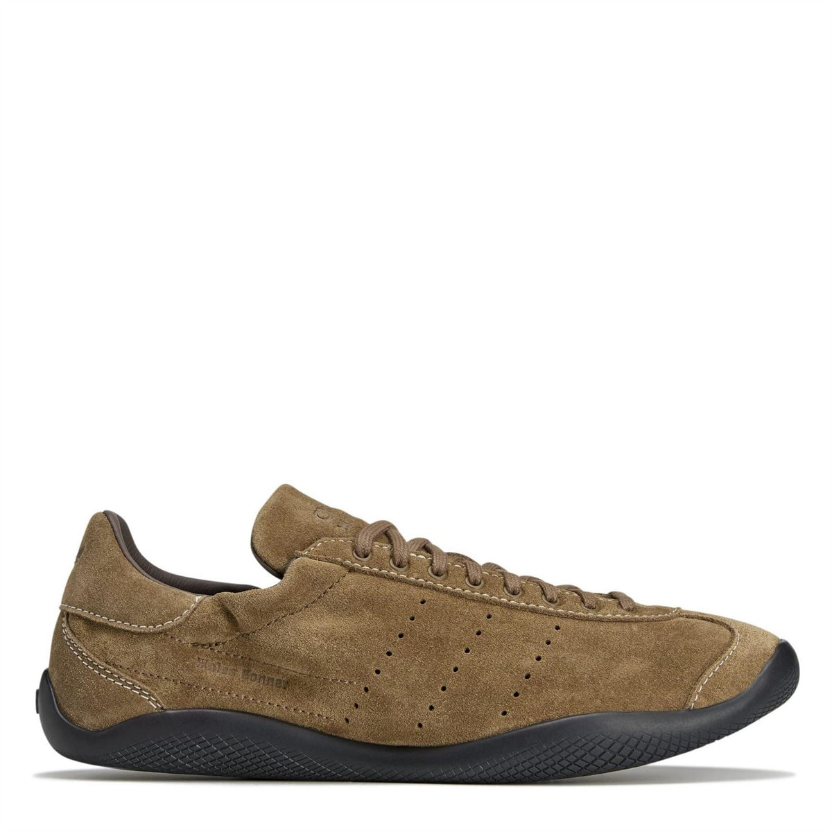 adidas Originals suede low-top sneakers, earth-brown with black rubber sole