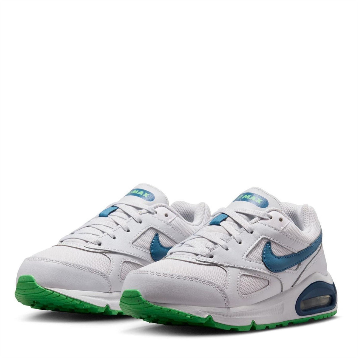 Nike Air Max Ivo kids trainers, white with blue accents and green outsole