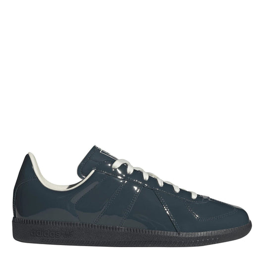 adidas low-top sneakers in dark petrol blue with white laces and black rubber sole