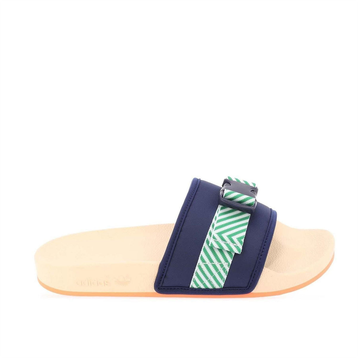 adidas Originals slide sandals featuring a simple design with adjustable straps and cushioned soles for comfortable casual wear
