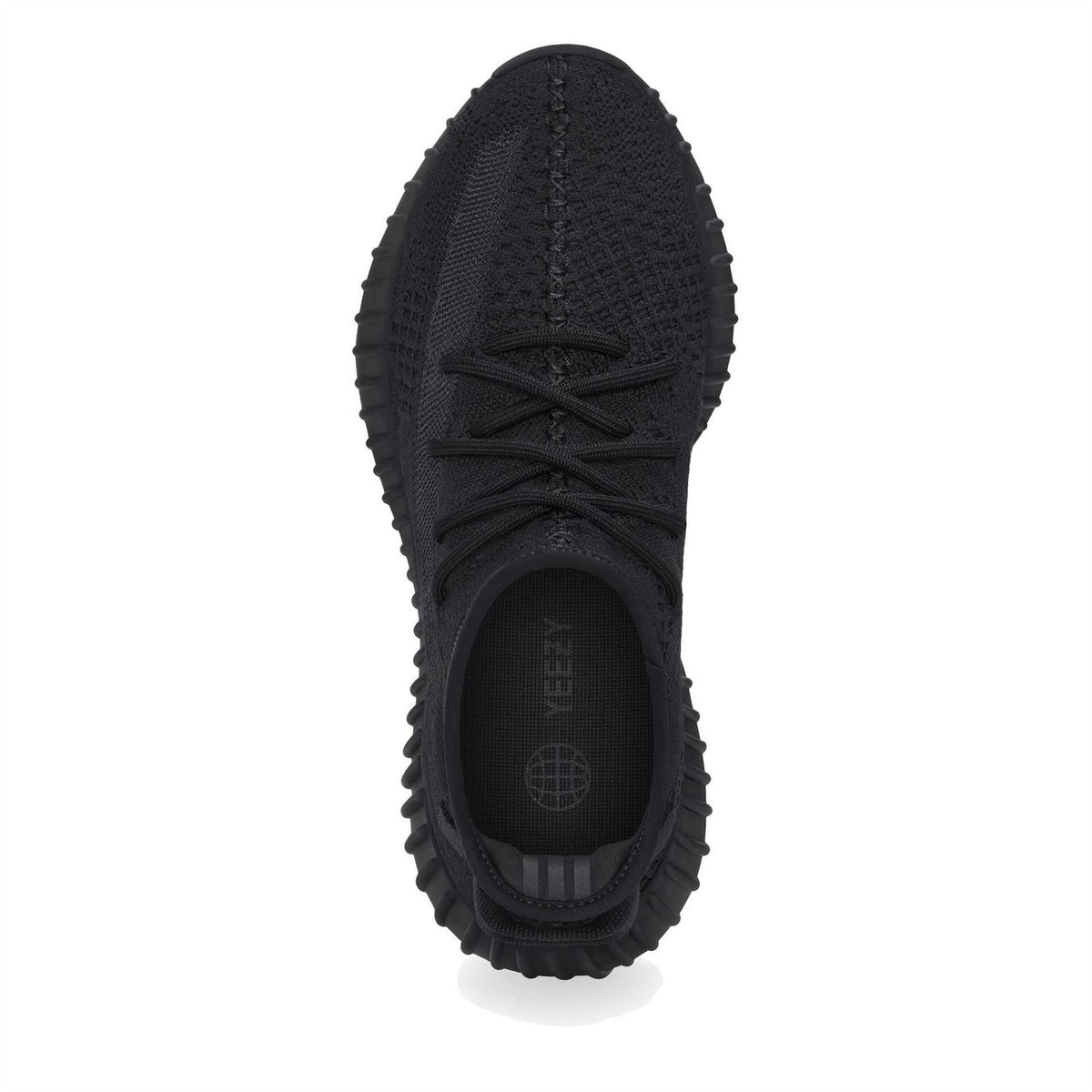 Yeezy Boost 3 low-top sneakers, black heel view with lace-up and knit collar