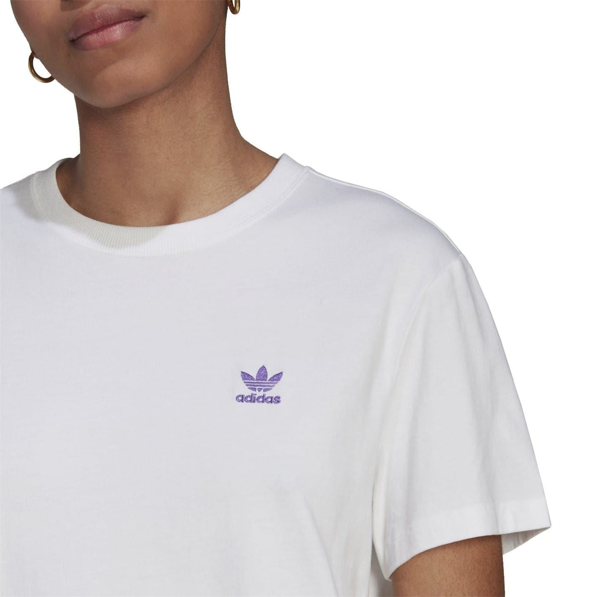 adidas Originals women's T-shirt dress in soft fabric, featuring a casual fit and classic logo design.
